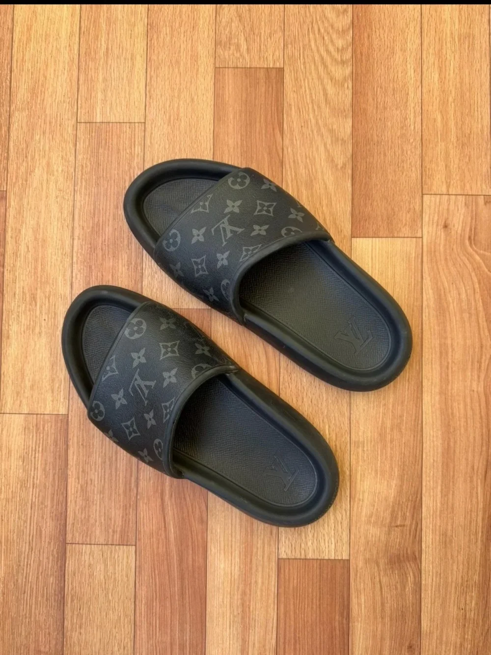 Louis Vuitton Black Monogram Slide Sandals for Men